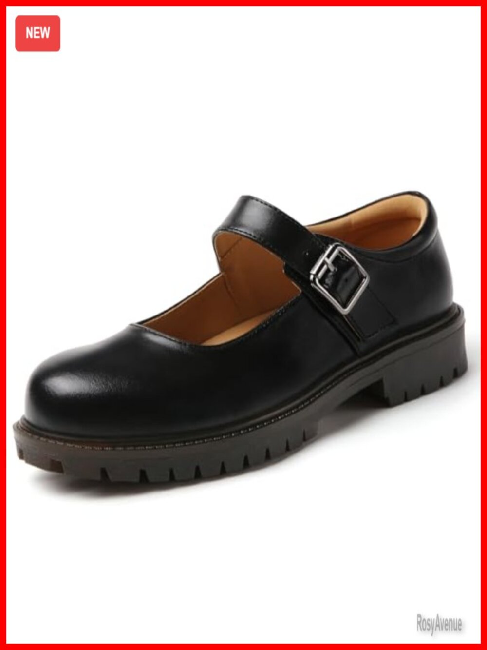 Mary Jane Platform Flats Chunky Block Heel Memory Foam Leather Oxford
